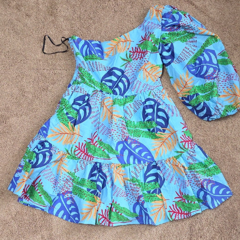 Forever 21 Vibrant Leaf Print Dress